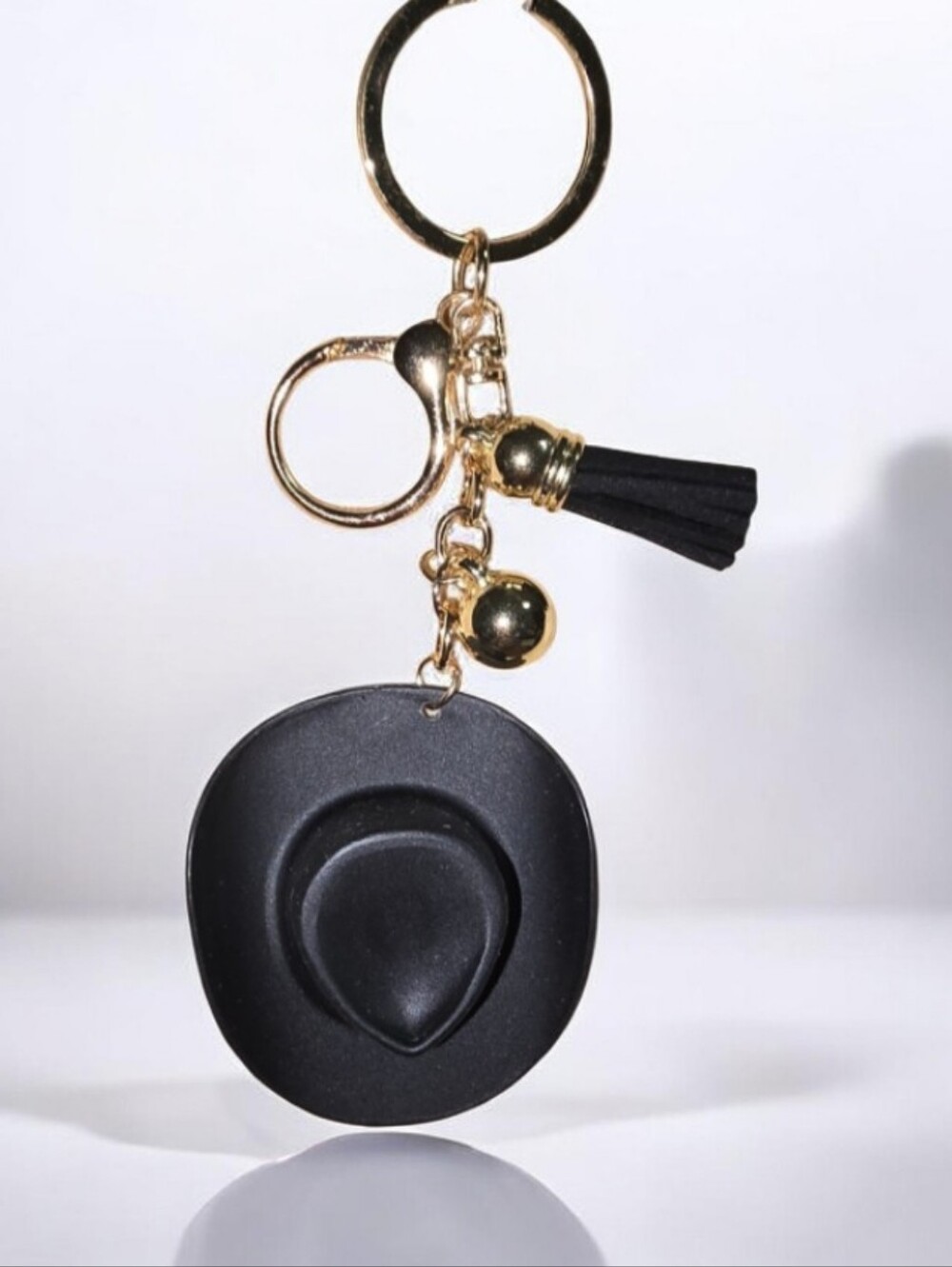 Fashion Jewelry Black Hat Key & Card Holder with Gold Accents